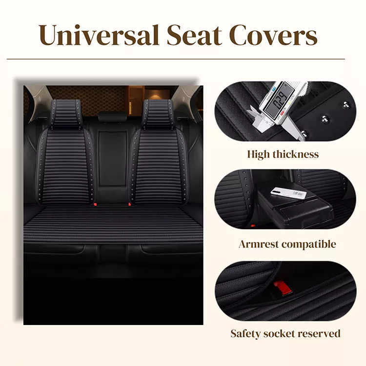 Fashion Universal Leather Seat Covers Full Set with Rivet rear seat configuration